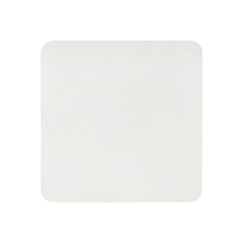 Gray and White Faux Stone Square Side Table