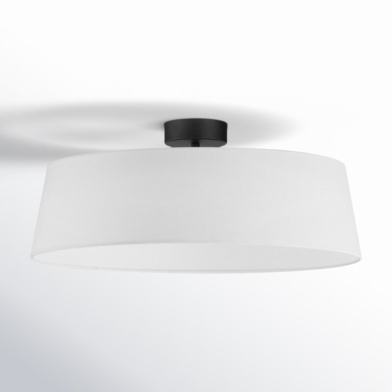 Melva Linen LED Semi Flush Mount, 10" H x 21.25" W x 21.25" D, Black