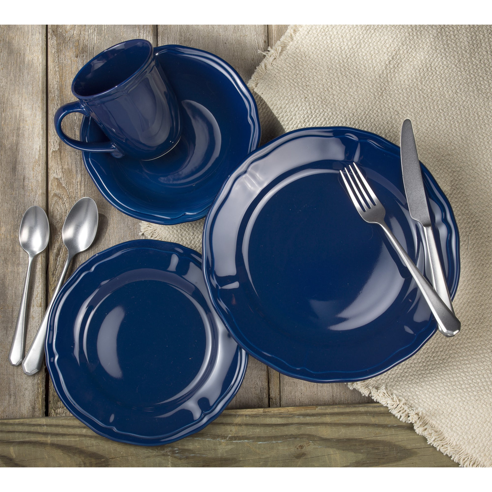 Siena Stoneware Dinnerware Set, Cobalt Blue