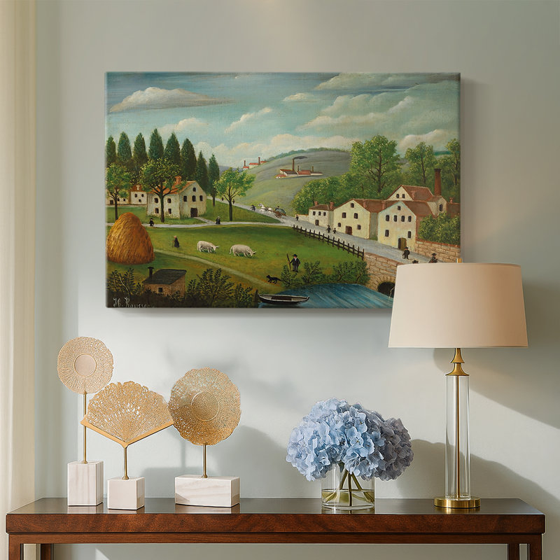 Paysage dans les Environs de Paris-Henri Rousseau-Toile tendue avec châssis-c. début du 20e siècle, 24 po x 36 po