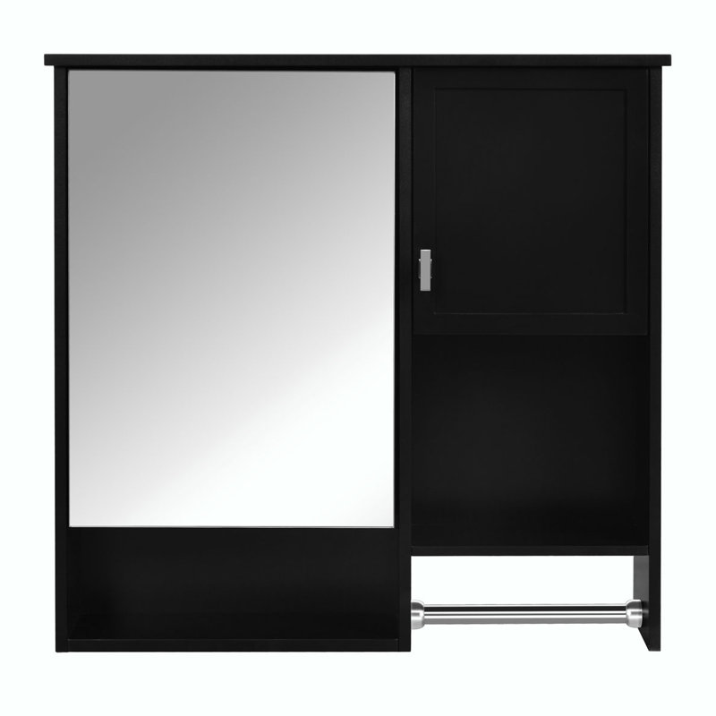 Armoire à pharmacie murale 29 po x 28 po avec miroir, Noir