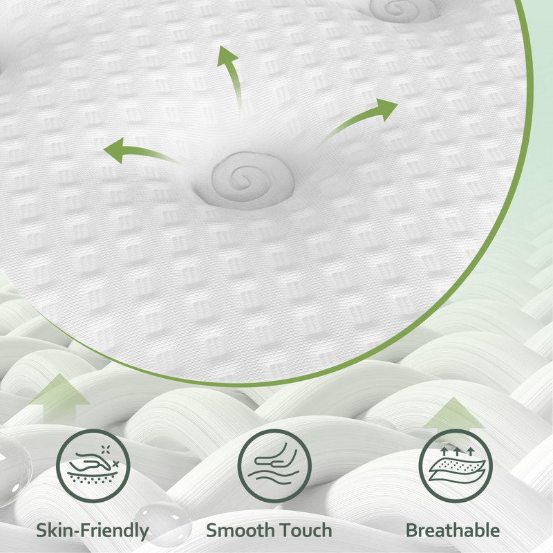 Matelas hybride mi-ferme 12 po / 14 po avec mousse viscoélastique gélifiée Bedstory - 8 couches, ressorts ensachés à deux zones, certifié CertiPUR-US et OEKO-TEX