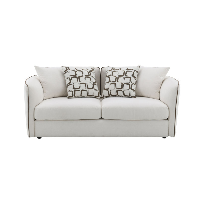 Causeuse en chenille beige avec 4 coussins Yolanda
