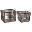 Panier de rangement carré en bois de bambou noir avec accents bruns, ensemble de 2