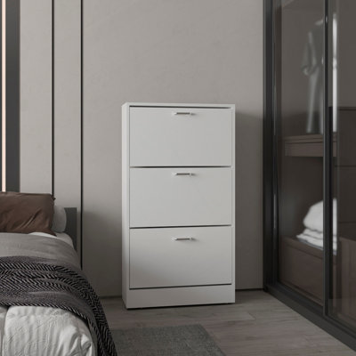 Range-chaussures, 3 portes, 3 tablettes, blanc