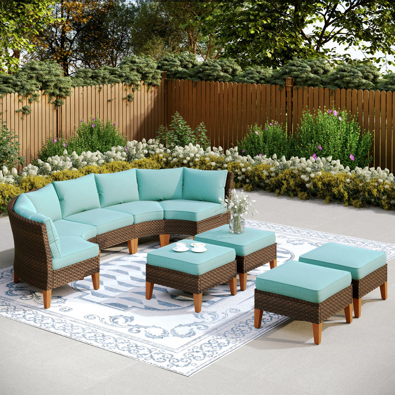 Ensemble de conversation modulaire avec coussins Salem, Bleu