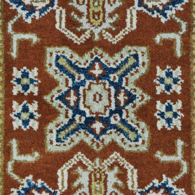 Tapis de zone en laine 2 pi x 4 po noué la main one-of-kind-kazak orange