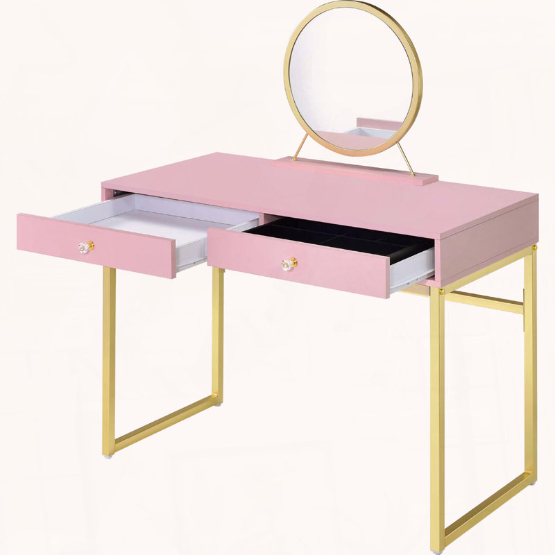 Bureau de coiffeuse avec miroir et plateau à bijoux