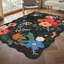 Tapis cerise lavable à la machine à motif floral noir-109922992