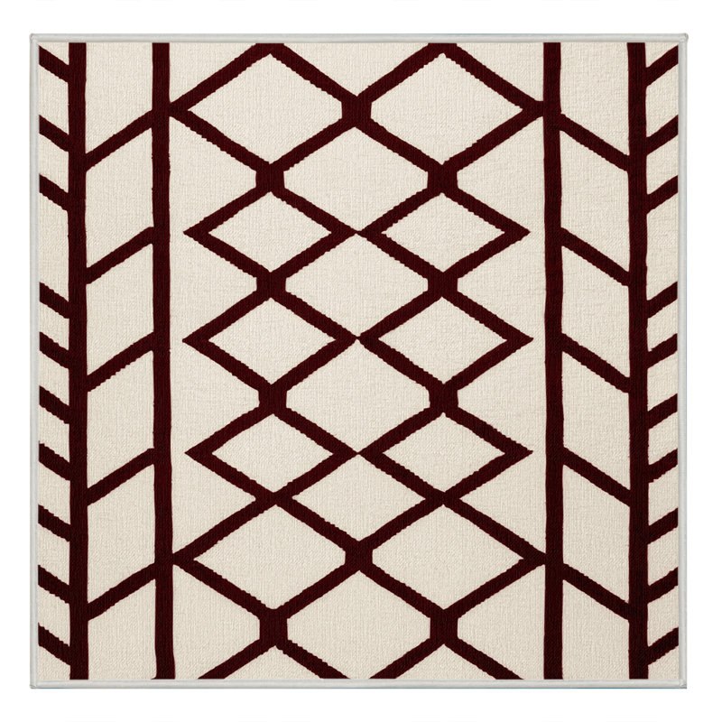 Tapis beige en treillis lavable à la machine, Carré 5 pi
