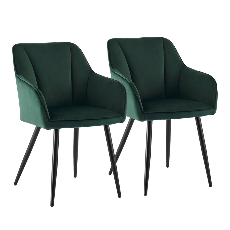 45.5cm H Velvet Upholstered Metal Armchair, Green