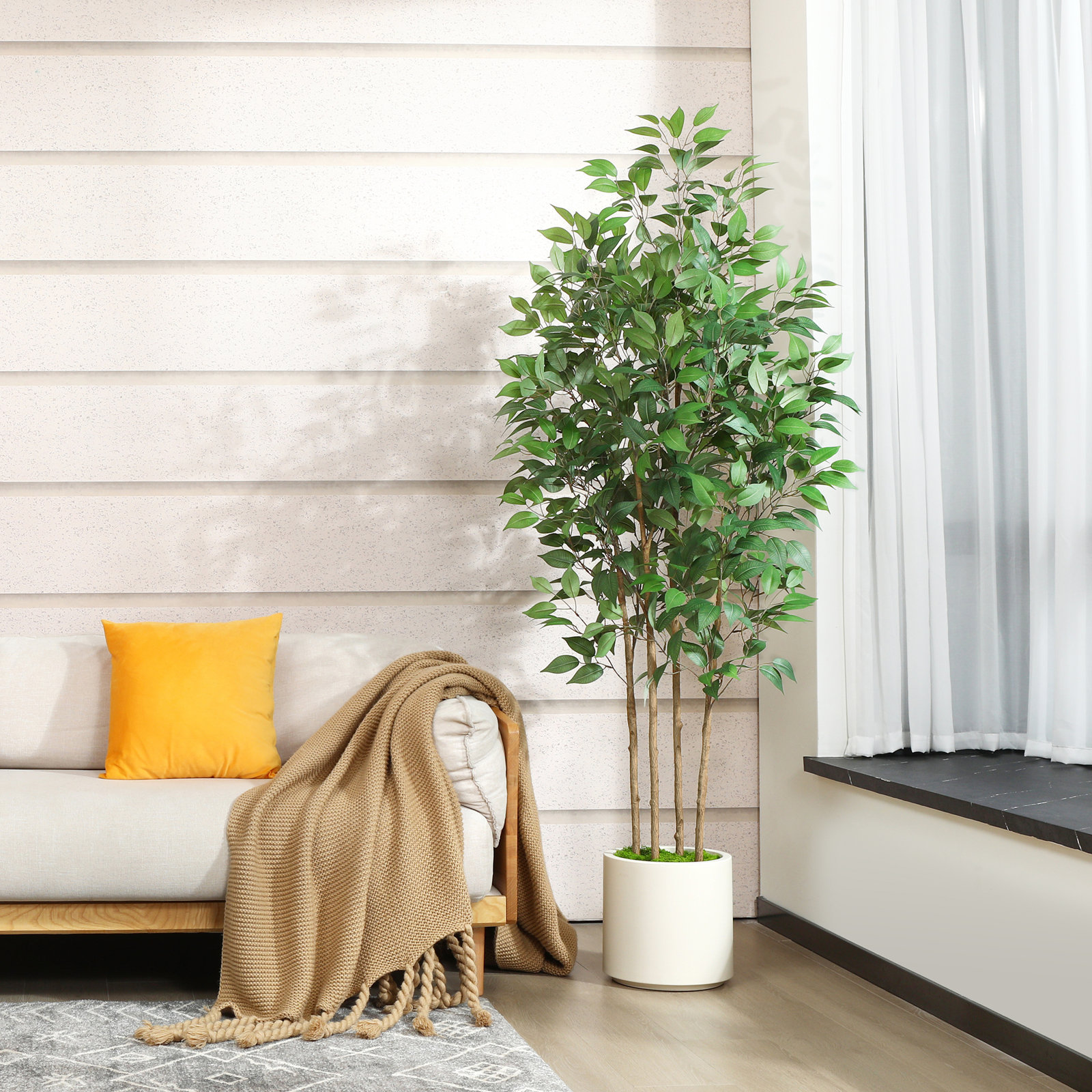 Adcock Ficus Tree in Pot, 70" H x 18" W x 18" D