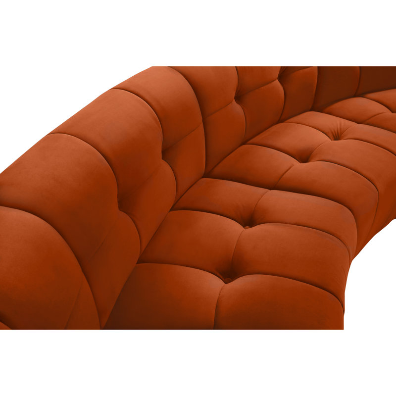 Jedson Velvet Sectional Symmetrical, Cognac Velvet