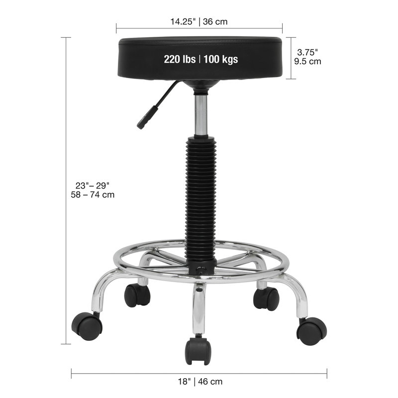 Courville Adjustable Height Industrial Stool with Footrest
