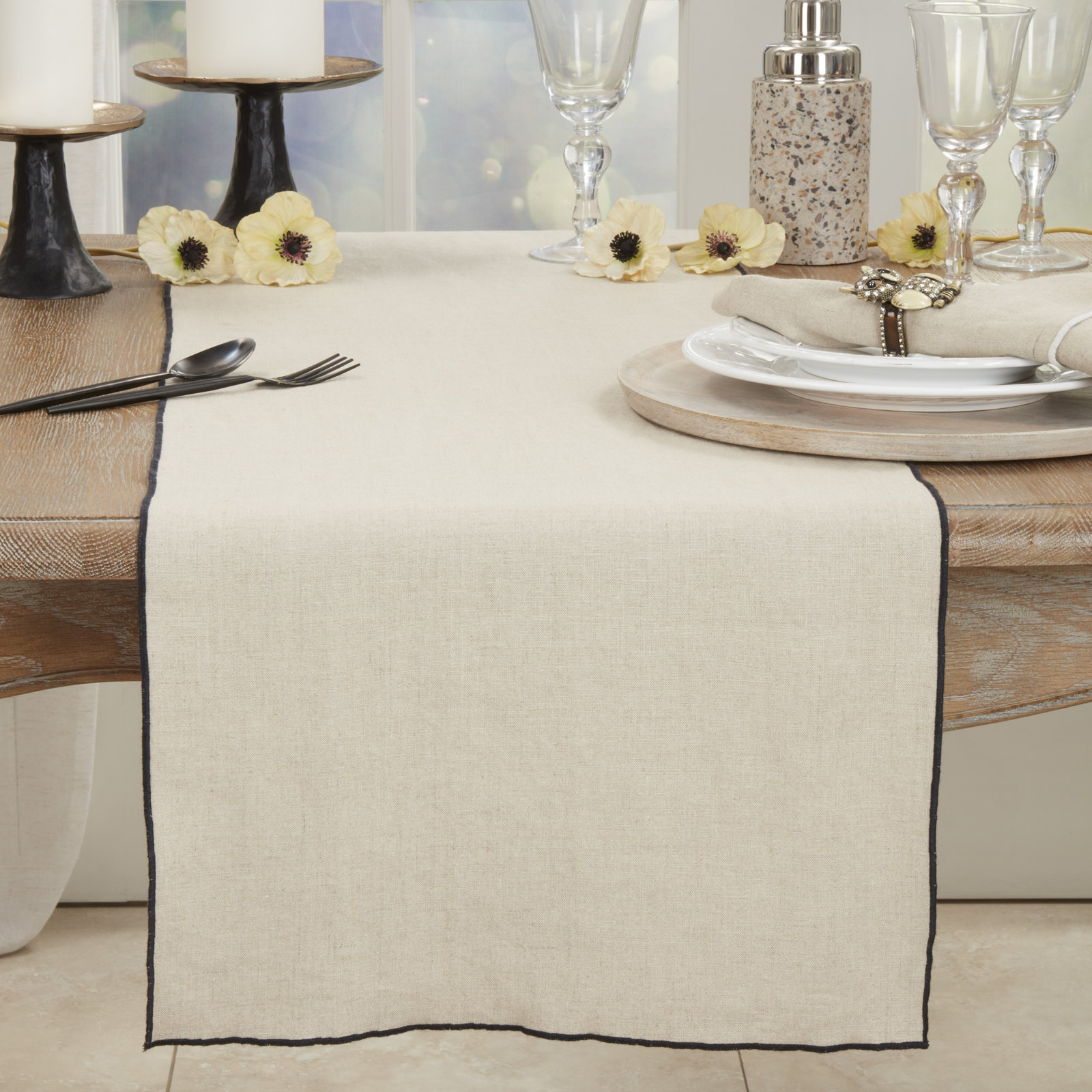 Riggs Table Runner, Black/Natural