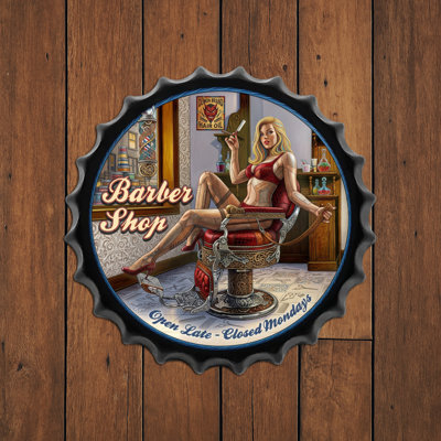 Barber Shop bouchons de bouteilles en métal plaque murale décorative rétro 13,8 x 13,8 pouces