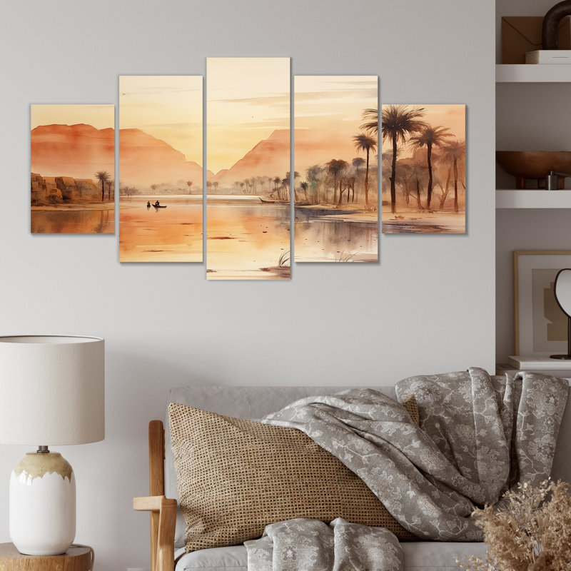 Paysage de rivière égyptienne antique - Égypte, décoration murale Multipanel