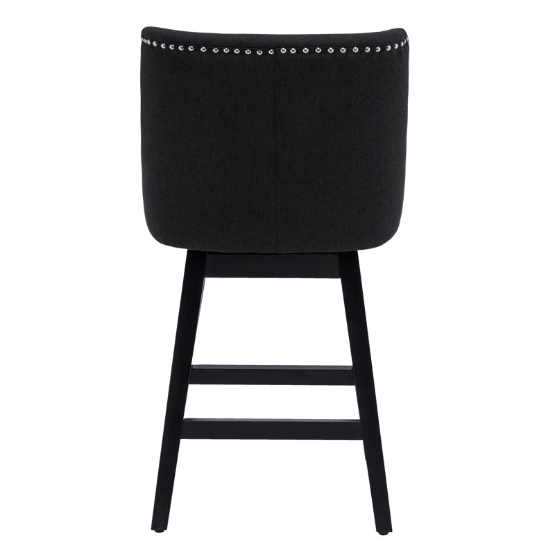 Lark Manor Counter Stools,26" 360 Free Swivel Bar Stools,Modern Counter Height Bar Stools With Upholstered,Wooden Barstool For Kitchen Island And Counter Height,Set Of 2,Performance Fabric