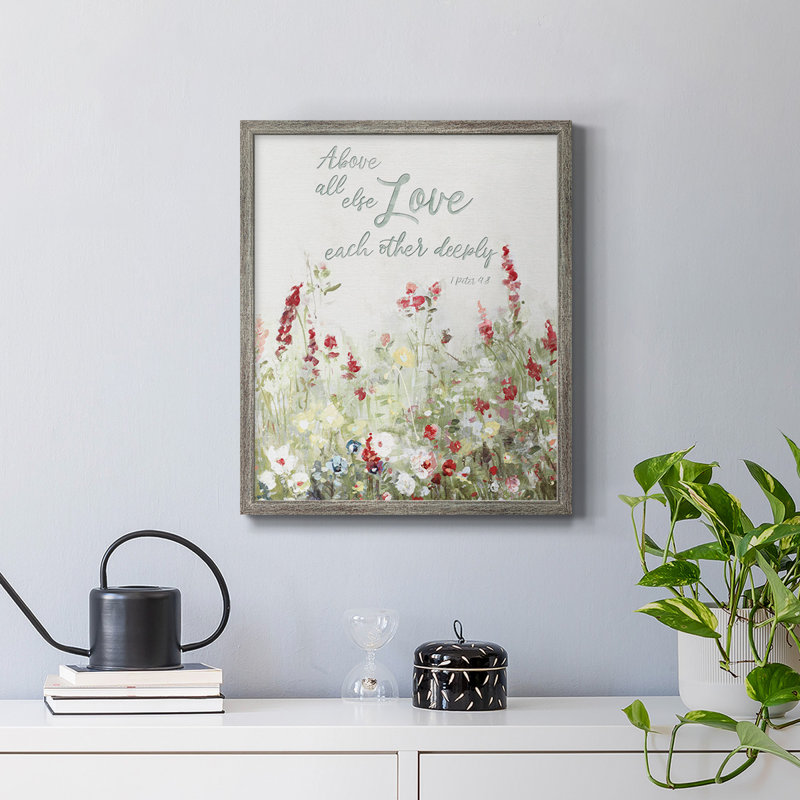 Toile encadrée «Love Meadow» de qualité supérieure - prête à être accrochée, Argent patiné, H 24 po x l 20 po