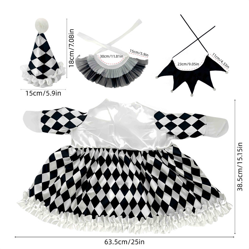 Tapis elliptique de 23 pouces, ensemble de vêtements à carreaux noirs et blancs, costumes d'oies