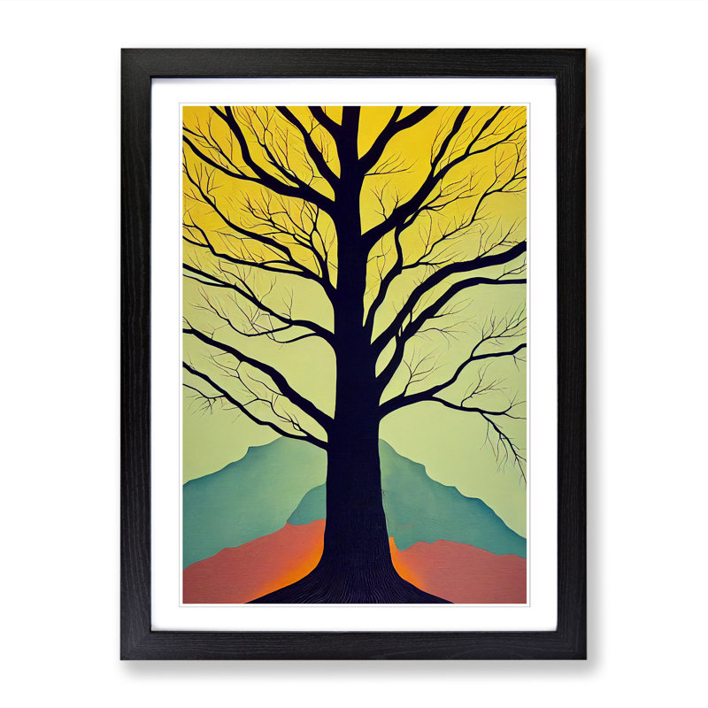 Tree Mural - Single Picture Frame Print, 34cm H x 25cm W x 2cm D, Oak