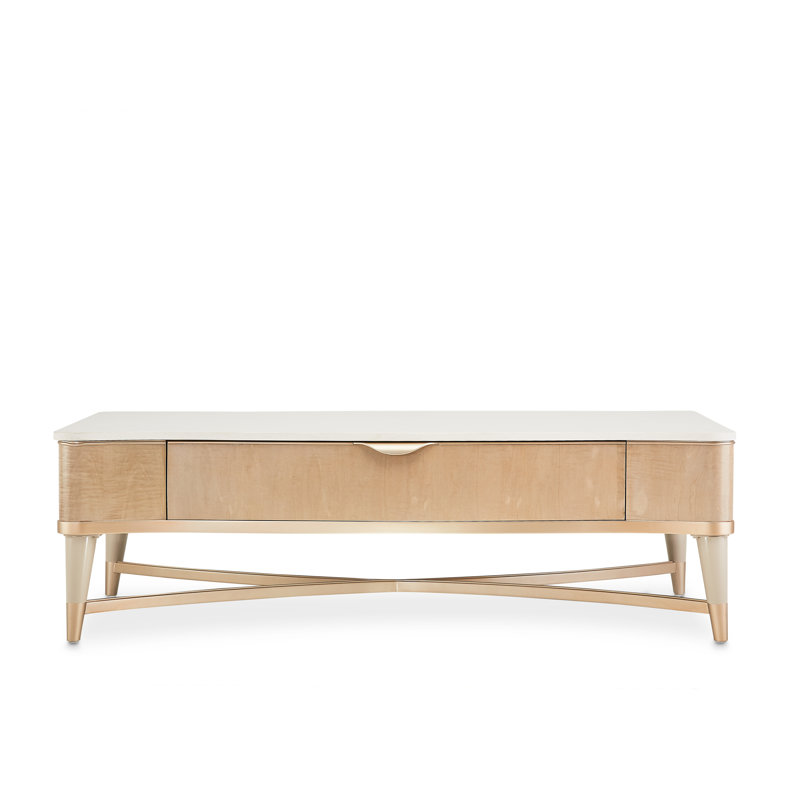 Malibu Crest Marble Coffee Table, Blush/Chardonnay/Creamy Pearl