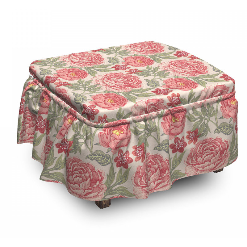 Housse pour repose-pieds revival fleurs de jardin