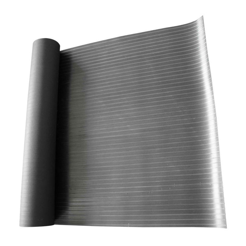 Rouleau de plancher de garage en caoutchouc ondulé composite noir, l 36 po x L 48 po