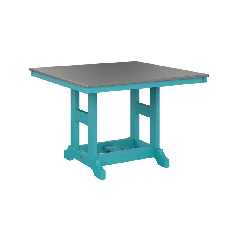 Table de bar carrée 44 po Berlin Gardens Garden Classic, Bleu Aruba, H 39,5 po x l 44 po x P 44 po, Acier inoxydable martelé