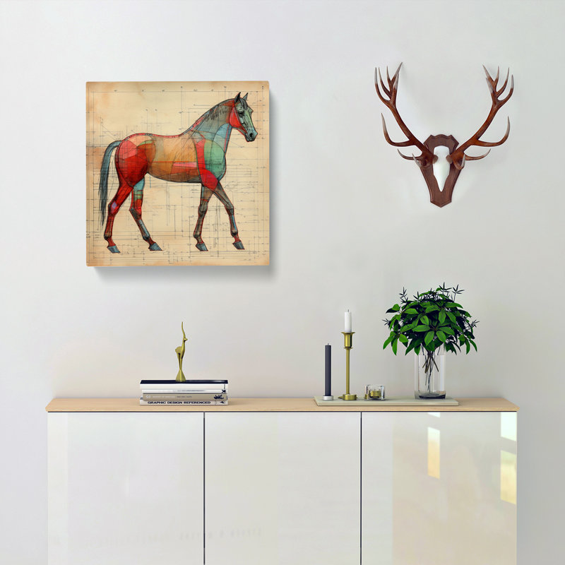Horse Constructivism - Wrapped Canvas, 35cm H x 35cm W x 3cm D