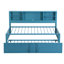 Lit de jour en métal bleu avec lit gigogne simple, rangement et tablettes de rangement