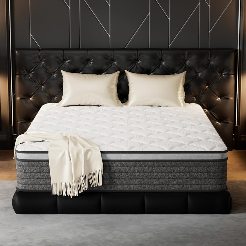 14 Inch Hybrid Queen Size-Gel Memory Foam Mattress in a Box, Individually Wrapped Pocket Spring, Pressure Relief Edge Support, Medium Firm