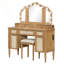Grand ensemble de coiffeuse avec miroir à trois volets, ampoules Hollywood et tabouret de rangement-1375215749