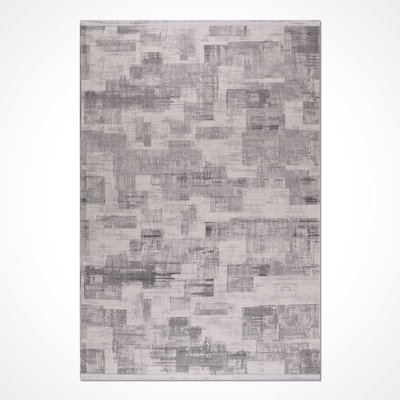 Tapis gris moderne lavable à la machine
