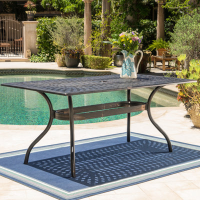 Table de patio 68 po rectangulaire avec fonction cuivre, fonte rectangulaire en aluminium d'aspect fini