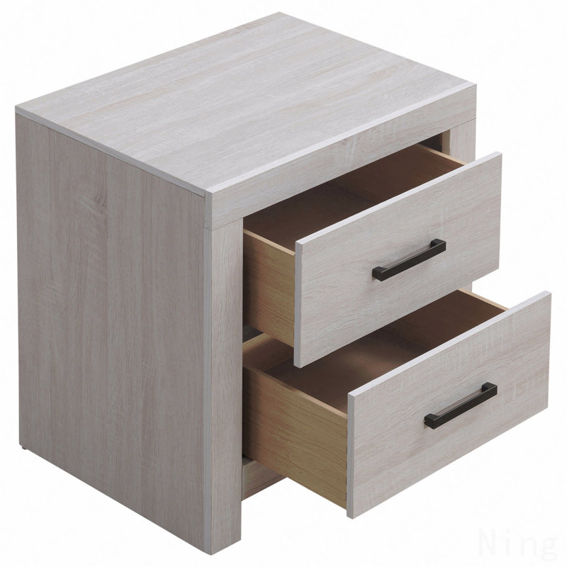 Table de chevet 2 tiroirs, Blanc