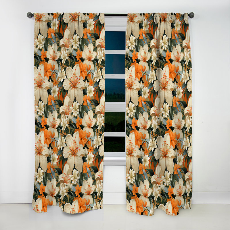 Papaya Dreams Tropical Motif II - Rideau floral - Rideau occultant floral - 1 panneau, L 52 po x L 120 po