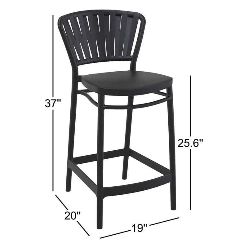 Tabouret de bar d'extérieur Newport, 25.6", Noir