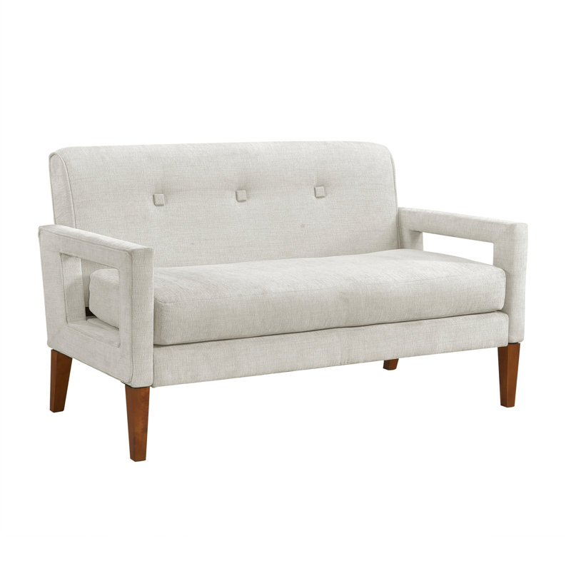 Modern Living Room Causeuse Chenille Upholstery Coils Coils, Beige