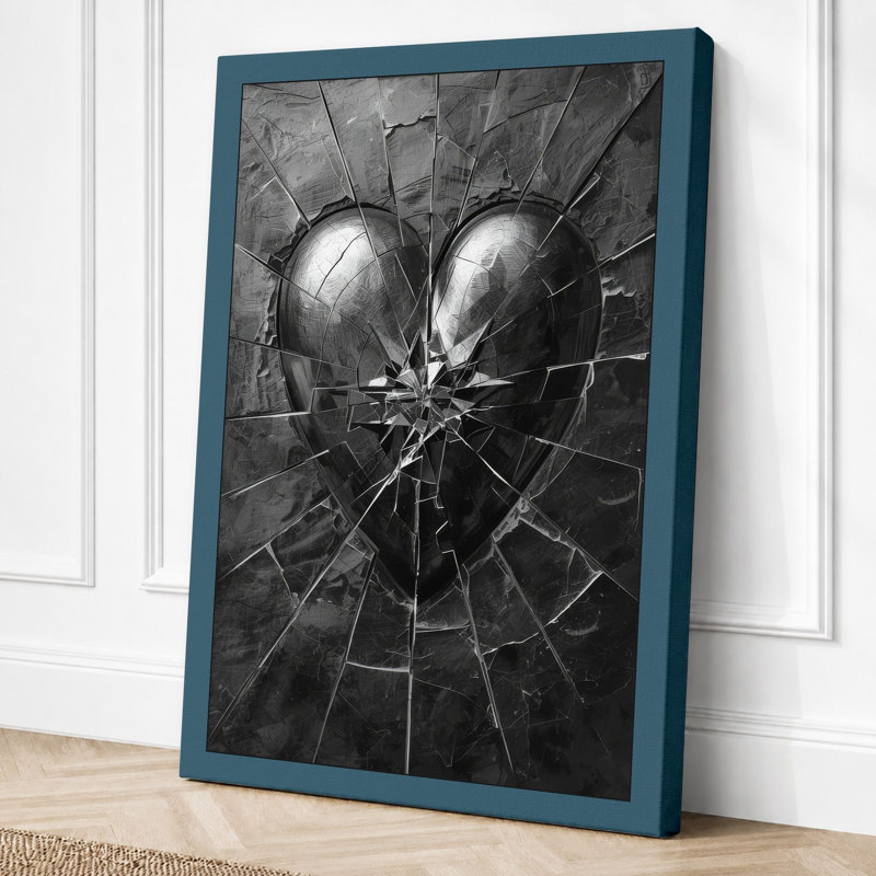 Metallic Geometry Industrial - Wrapped Canvas, 30x20 - 76.2 x 50.8 cm, Teal Border