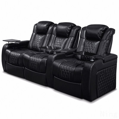93.3" Top-Grain Nappa 3PC Power Recliner Set - RGB LED, Smart Charging, Fully Adjustable