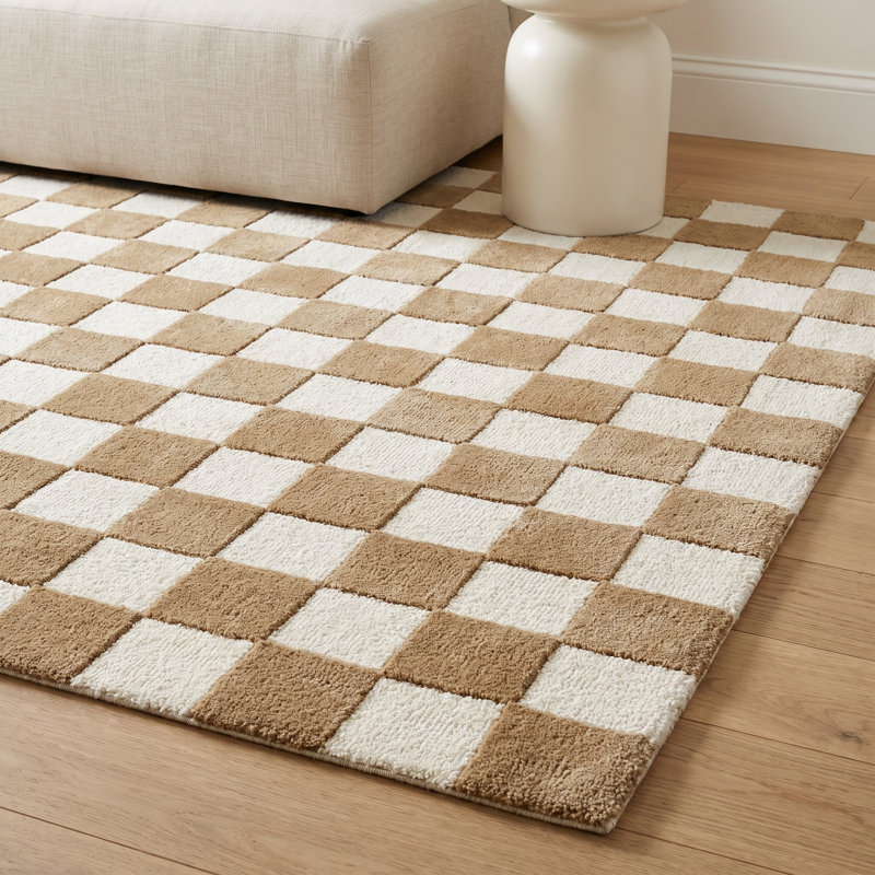 Jenna Tan Hand Tufted Area Rug, Rectangle 5' x 8'