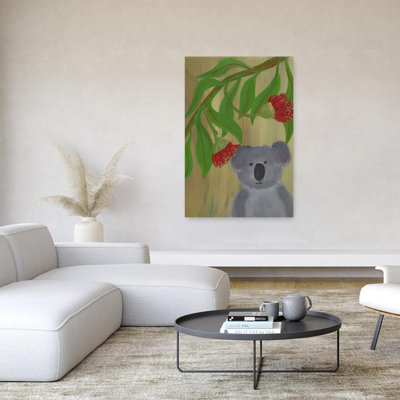 Adorable fleur de gomme de koala abstraite, art contemporain de paysage de fleurs de koala