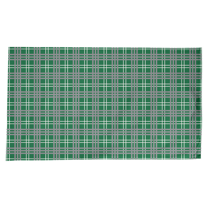 Nappe en mélange de coton à carreaux, Vert / blanc / argent