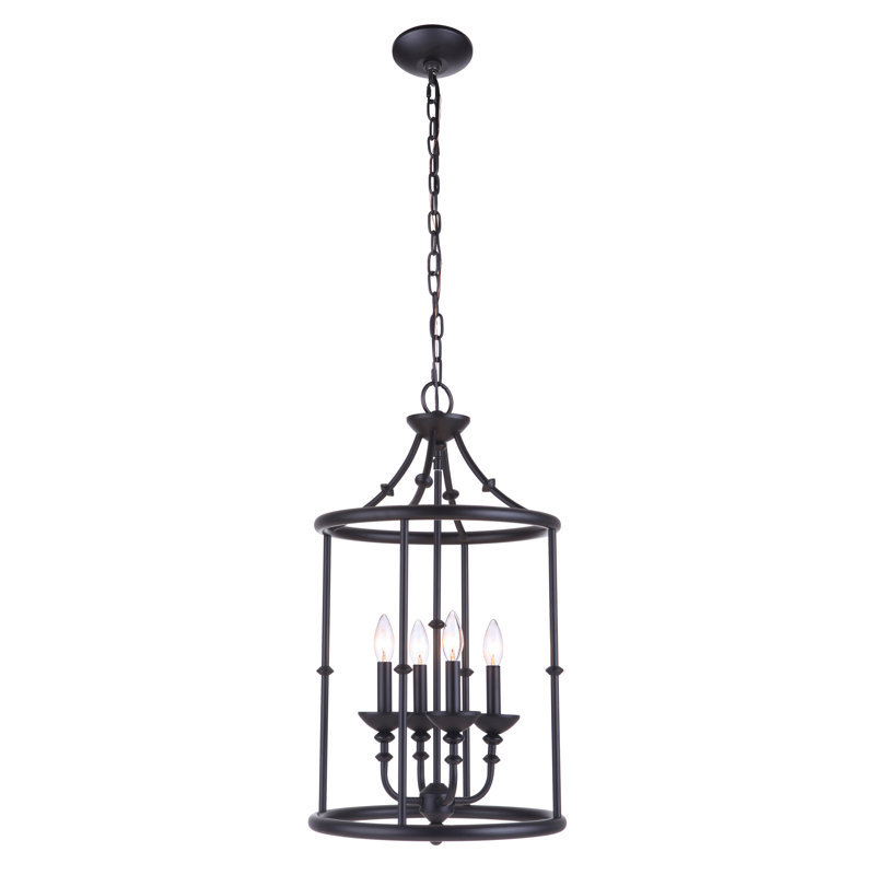 Lustre tambour 4 lumières Amoi, Noir mat