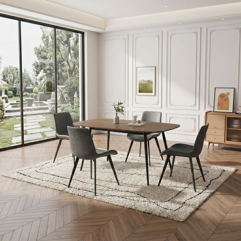 Ensemble de table de salle à manger 47,2 ", ensemble de table de cuisine rectangulaire moderne pour la cuisine, la salle à manger (1 table et 4 chaises)