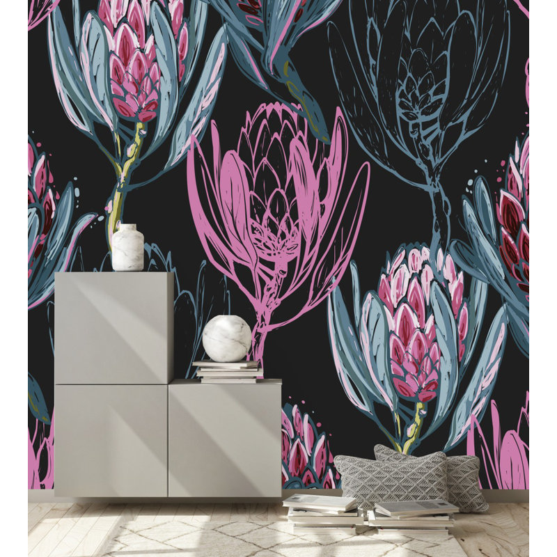 Panneau de papier peint autocollant L 10,4 pi x l 25 po Protea