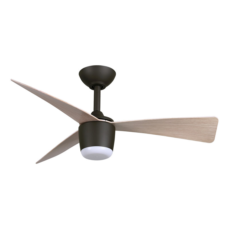 Ventilateur de plafond à DEL intérieur / extérieur Elavan, Bois brun, Bronze