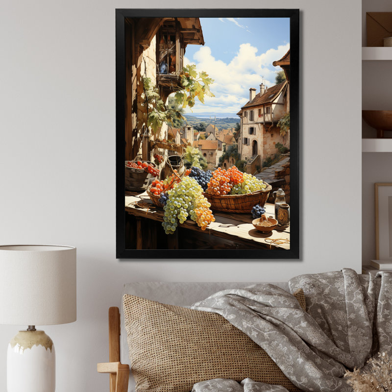 «Vineyard Harvest Symphony I», reproduction d'art sur toile, H 32 po x l 16 po x P 1 po, Cadre photo noir simple