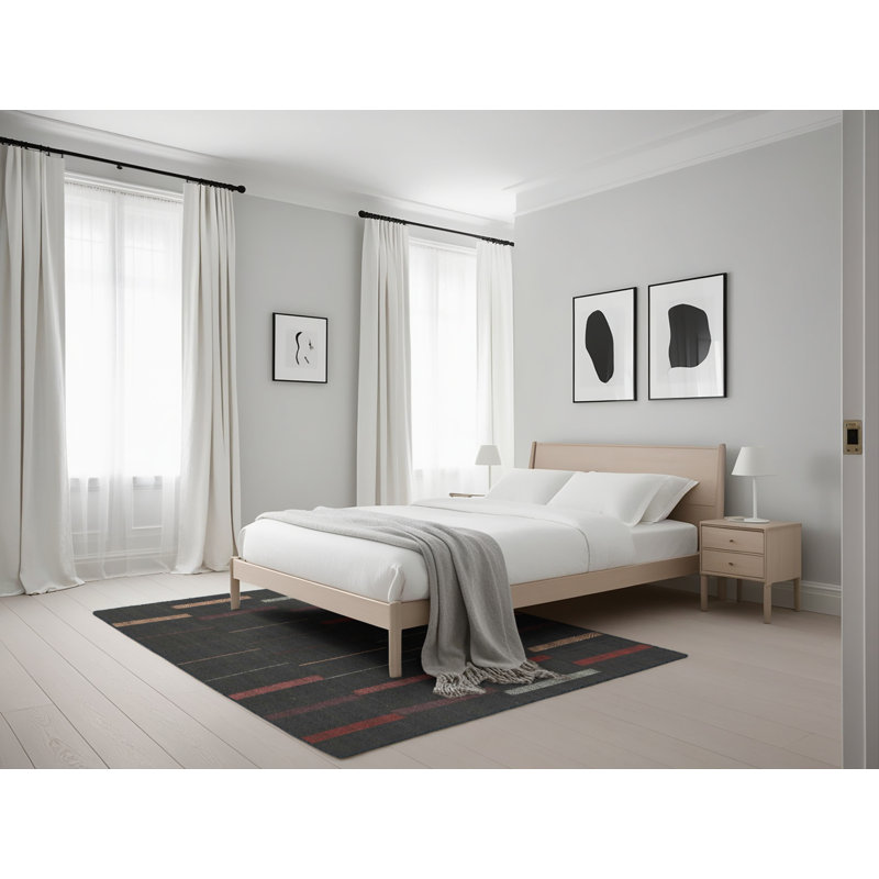 Tapis contemporain noir, Rectangle 5 pi x 7 pi